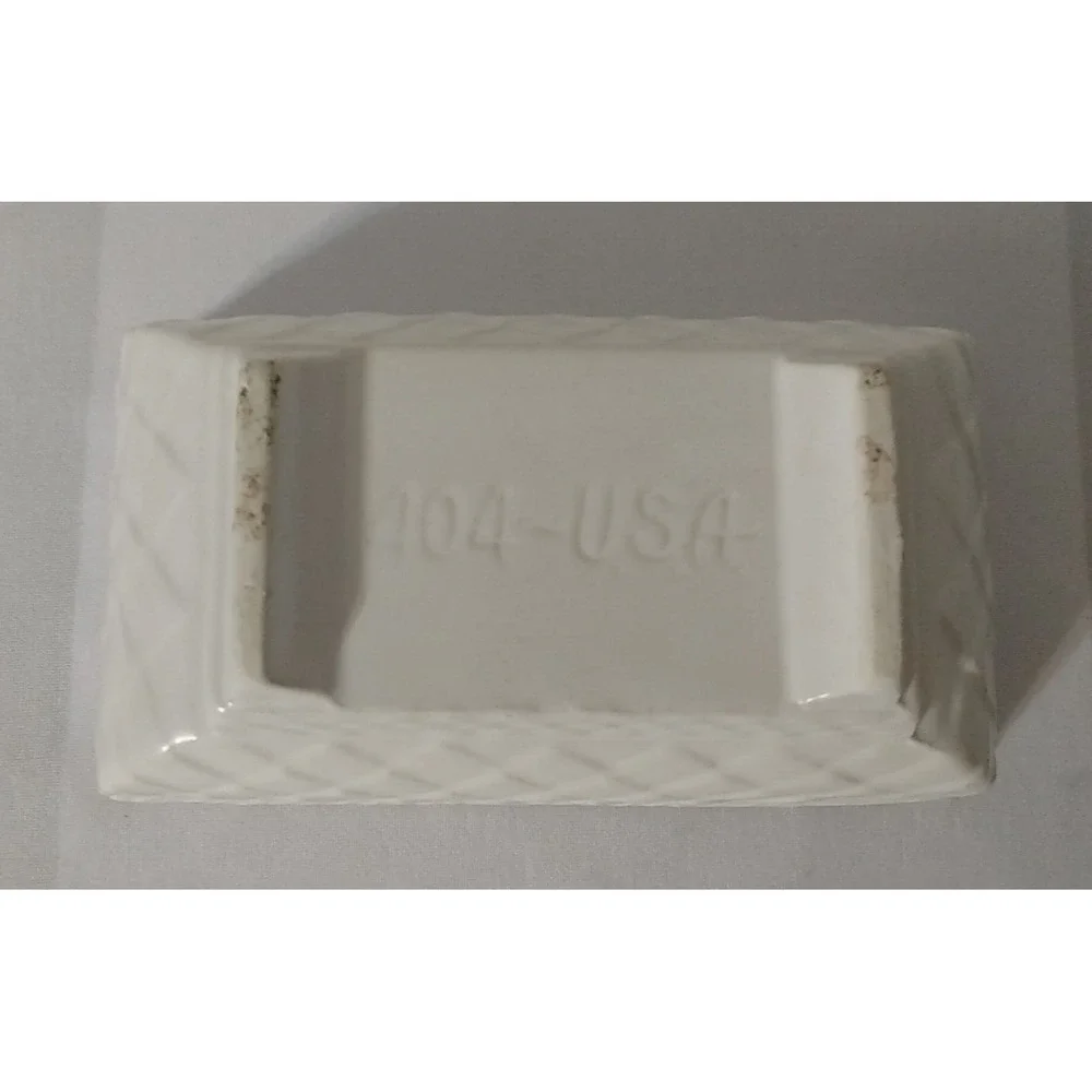 Vintage USA 404 Patterned White Pottery Planter 7